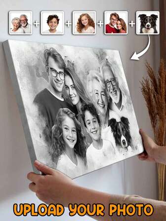 Catygift Custom Combine Watercolor Painting With Your Photo, Personalized Wrapped Canvas, Pretty Wall Decoration With Custom Commemorative Family Portrait From Photo, Thoughtful Bereavement Art Gift For Grandpa, Multi-Functional, Ornamental, Reusable, Anti-Mold, Exquisite, Stylish, High-Quality, Colorful, Modern, Custom, Ideal Gifts For Her, Tea Room, For Valentine's Day, For Mother's Day, For Birthdays, For Father's Day, For Graduation, For Weddings, For Housewarming, Home Refresh, Customized Wall Art, Warm Ambience,Fall Decor,Elegant Living,Artful Living