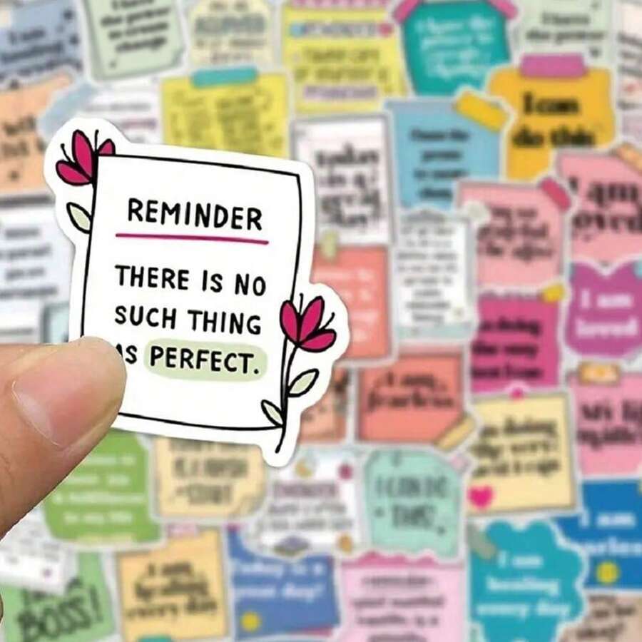 50pcs Inspirational Quote Stickers - Waterproof, Matte Finish For Laptops, Guitars & Journals - Multicolor - View 1