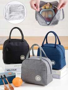 1pc Large Capacity Bear Pattern Insulated Lunch Bag, Waterproof And Oil-Proof Lunch Tote Bag For Students, Office Workers, Reinforced Aluminum Foil Lining, Oxford Cloth Insulated Lunch Box