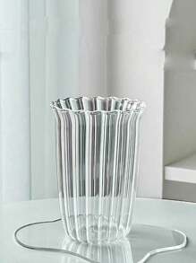 1PC/2pcs 450ml Iced Coffee Glass, Vintage Ribbed Milk Coffee Cup, Cold Brew Coffee Cup, Iced Latte Glass, Strawless Creative Beverage Glass, Home Afternoon Tea Cup, Restaurant Cafe Suitable