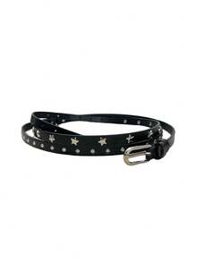 1pc Star Print Bohemian PU Leather Super Long Double Layer Wrapped Stars Rivet Skinny Waist Belt, Sexy Punk Retro Y2K Style Versatile Accessory For Skirt/Pants Summer, School Fall, Autumn, Halloween - Multicolor - View 9