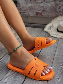 Women's Fashion Soft Minimalist Style EVA Quiet Sole Slippers, Outdoor Beach Sandals - Orange - View 6