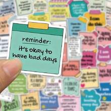 50pcs Inspirational Quote Stickers - Waterproof, Matte Finish For Laptops, Guitars & Journals - Multicolor - View 3