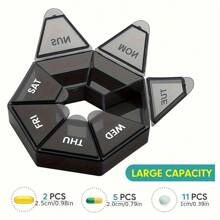 1 pièce Boîte organisatrice de mini-pilules de 7 jours, boîte de rangement hebdomadaire pour médicaments en plastique à compartiments multiples et scellée, portable