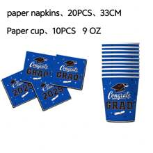 30pcs/Set Party Disposable Paper Napkins, Cups, 6 Colors (20pcs Napkins, 10pcs Cups), Suitable For Theme Parties, Gatherings, Daily Use, Home
