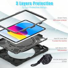 Shockproof Kids Case For IPad Pro 11" (2018-2024)/Air 11" (4th/5th) & IPad 10.9"/10.2" - 360° Rotating Stand, Pencil Holder | Silicone Protective Cover With Handle Grip - Black - View 6