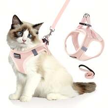 Harness And Leash Set, Suitable Walking, Escape-Proof, Adjustable Soft Vest With Reflective Strips, Suitable Cats, Comfortable Outdoor Vest