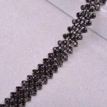1 Yard/36 Inch Silver White 5 Rows Rhinestone Chain Trim, DIY Decoration For T-Shirt, Jacket, Dance Costume, Wedding Dress Neckline, Clothing, Bag, Shoes, Hat, Jewelry, Handicrafts, Wedding Decoration - Black - View 14