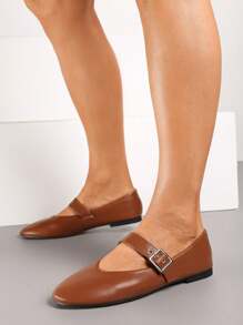Mary Jane-stijl platte ballerina's met metalen gesp