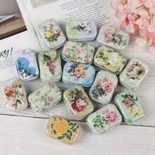 1set Miniature Floral Tin Boxes - Decorative Metal Jewelry Organizers With Hinged Lids, Compact Trinket Storage Containers, Ideal For Mother's Day Gifts, Small Party Favors, And DIY Crafts