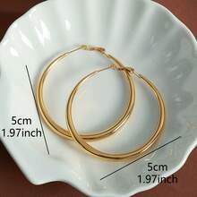 Elegant 18K Gold Plated Hoop Earrings - Smooth And Shiny, Durable Copper, For Everyday And Special Occasions, Simple And Chic Women's Fashion Accessories, Novelty Earrings - Vàng - Xem 6