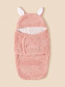 1pc Unisex Baby Double-Layer Sherpa Swaddle Blanket - Multicolor - View 5