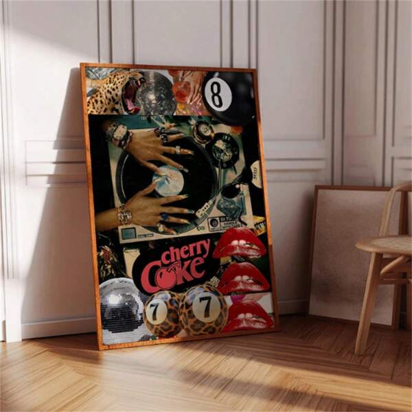 1 PIEZA Póster de arte de pared | Póster de arte de pared Chica de moda Póster de leopardo Póster de música vintage Impresión de tocadiscos estética DJ Chica -Para entusiastas de la decoración del hogar - Decoración de habitación Decoración para el hogar Regalos, sala de estar, baño, dormitorio, cocina (sin marco)Pegatinas Decoración de pared Decoración de dormitorio Decoración de baño Decoración del hogar Papel tapiz de sala de estar Adhesivos de pared Papel tapiz Pegatina Decoración de cocina