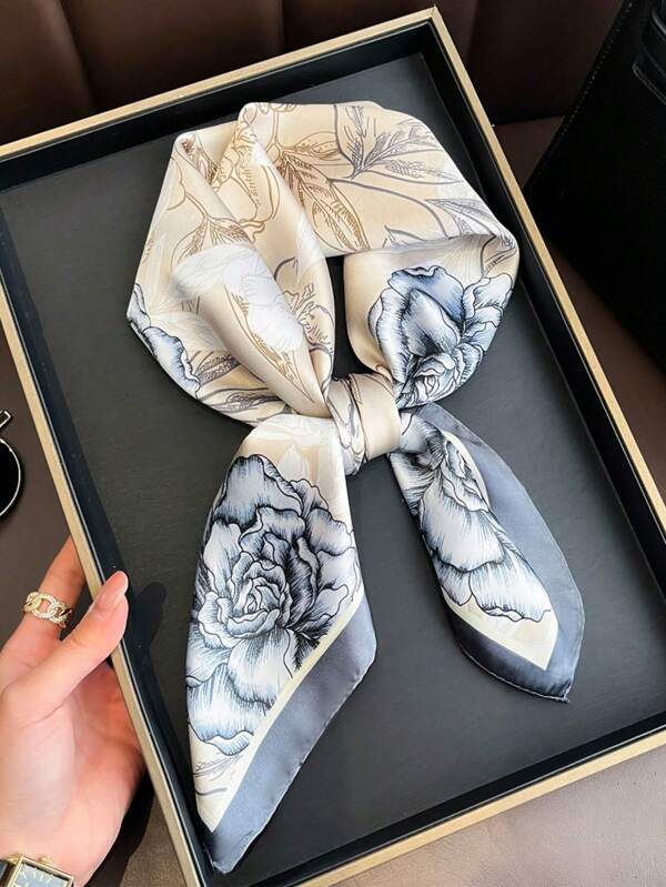 1 Peça Nova Lenço Estampado para Mulheres, Lenço de Pescoço Versátil Estilo Bandana, Moda