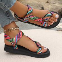 Sandalias planas bohemias informales para el verano 2024, zapatos suaves para la playa para mujeres