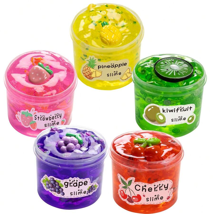 Kit de Slime Crocante e Cristalino de 67g - Sabores de Cereja, Pêssego e Abacaxi, Argila de Gelatina Macia e Não Pegajosa para Festa, Natal, Aniversário, Brinquedo Aliviador de Estresse, Prêmios para Sala de Aula Elementar