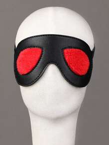 1 pieza Máscara para ojos de panda negro y rojo, máscara de ojos de PVC sexy y de bondage, máscara ajustable de fetiche, máscara de contraste de color, accesorios de restricción alternativos para parejas, disfraz de juegos de rol