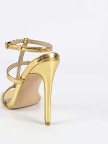 Women's New Arrival Golden Color Thin Heel Sandals, Summer Stylish Ladies Sandals For Outdoor Wear