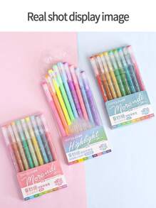 256/202/162/36/9/6 couleurs Set de stylos gel couleur dégradé avec baril transparent 0,6 mm pointe bille marqueur surligneurs. Convient pour le dessin, la mise en évidence, la prise de notes d'étudiants, la réalisation de manuels, l'usage de bureau, rentrée scolaire