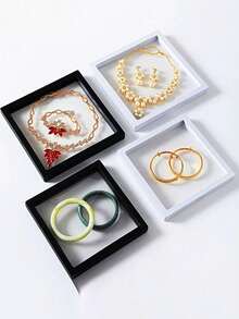 10pcs Transparent PE Film Jewelry Display Cases, Anti-Oxidation Jewelry Storage Boxes, Floating Frame Jewelry Organizers, Portable Jewelry Containers For Pendants, Necklaces, Bracelets, Rings, Coins, Earrings, Medals, Specimens, Bedroom, Living Room, Bathroom, Home Decor, Birthday, Easter, Mother's Day Gifts Summer Storage Organizer Gift Back To School