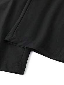 男士薄款雪纺直筒裤夏季凉爽干爽透气印花宽松休闲长裤秋季 - 黑色 - 查看 5