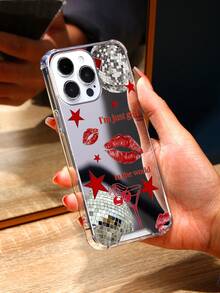 Red Lip Pattern Mirror Shockproof Phone Case, Waterproof, Anti-Shock, Anti-Scratch - Multicolor - View 2
