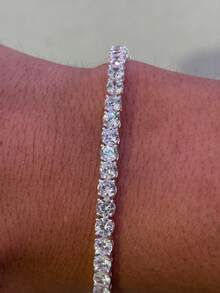 Pulso tenis Plata.925 zirconias 4mm unisex joyería fina para uso diario al ser Plata.925 Con rodeo no le pasa nada con el agua ni sudor - Blanco - Ver 5