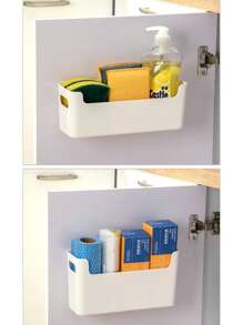 1pc Kitchen Cabinet Door Inner Storage Box, Wall Mounted Non Perforated Cabinet, Cling Film Hanger, Bathroom Storage Rack, Household Cabinet Storage Box Cleaning Tool Storage Box, Storage Rack, And Storage Basket. Cabinet Storage .