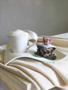 1套不对称波浪陶瓷杯碟，独特个性，自由式咖啡杯碟套装，美式下午茶甜品杯碟套装，极简主义高审美实用礼物，适用于餐厅，客厅，送礼，咖啡厅