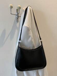 Women's Casual Chic Vintage Color Block Shoulder Bag For Everyday Use - Black - View 2