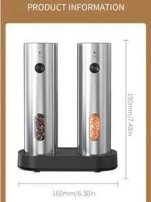 CLITON Zestaw elektrycznych młynków do soli i pieprzu z akumulatorem i automatycznym oświetleniem LED – obsługa jedną ręką, podwójna podstawa ładująca i regulowana grubość – najwyższej jakości automatyczne młynki do przypraw (1 szt., 2 szt., 2 opakowania)