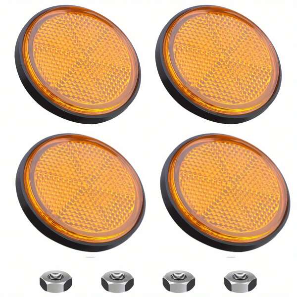 4pcs/Set Round Reflective Warning Covers, For Cars, Trucks, Motorcycles, Bicycles, Night Reflectors