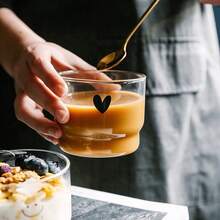 Half-Covered Glass Breakfast Cup, Heart & Smiling Face Pattern - Multipurpose Reusable Round Glass Cup For Milk, Desserts, Cold Drinks - Microwave , Hand Wash Recommended, Holiday Themed For Christmas, Halloween, Easter, Thanksgiving, Valentine's Day - Lead-Free Material, Suitable For Home And Commercial Use - Multicolor - View 6