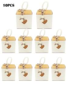 10 件婚礼回礼盒，纸质糖果盒，2 x 2 x 2 英寸迷你立方体糖果巧克力礼品包装，适用于婚礼派对、情人节、宾客婚礼回礼 - 彩色 - 查看 14