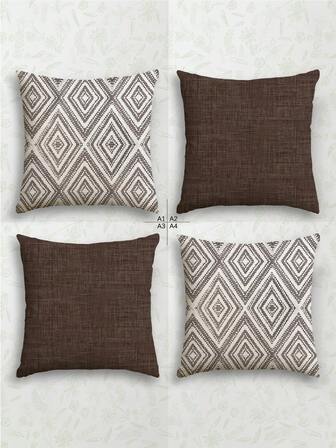 4pcs Spring And Summer Decorative Pillowcase Set Of 4 Sofa Pillows Polyester Cushion Cover Sofa Living Room, 45.72*45.72 Cm, Multi-Color Kitchen Cloth Set Very Suitable For Indoor, Kitchen, Anniversary, Table Decoration, Party, Home Supplies Christmas Gift Gift