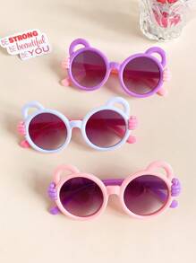 Juego de 2/3 piezas de gafas de moda para niños y bebés con diseño de oso hueco de dos colores, últimos modelos de 2025