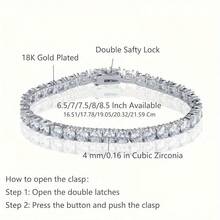 Set 4.0mm White  Classic Tennis Bracelet 6.5-8.5 Inches, Unisex, Festive Anniversary Gift - 7吋 - 查看 5