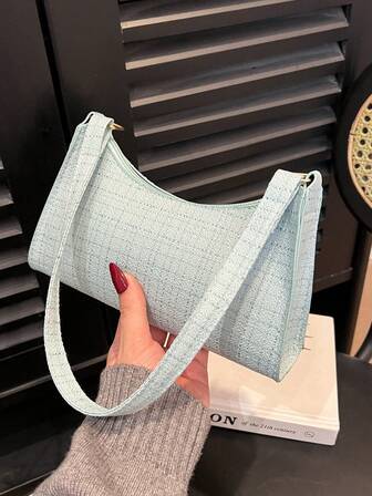 新款绿色休闲单肩手提包女士复古腋下包时尚通勤包适合青少年、女大学生复古拉链包适合办公室、工作、商务、通勤女性最佳工作包