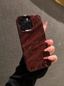 1 Pc Burgundy Red Simple 3D Wave Pattern Phone Case Compatible With IPhone 16 Pro Max/16/16 Pro/16 Plus/15/15 Pro Max/15 Pro/11/12/13/14 Pro Max/11 Pro/11 Pro Max/12 Pro/12 Pro Max/13 Pro/13 Pro Max/14 Pro/14 Pro Max, Soft Shell With Stylish Creative Design