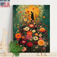 1pc Framed Canvas Wall Art 2D Flat Print Gustav Klimt-Style Painting Of A Garden Full Of Flo Wall Art For Living Room Bedroom Kitchen Decoration, Ready To Hang - khác - Xem 5