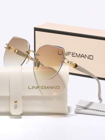 LINFEMAND Lunettes décoratives légères sans cadre de style géométrique mode LINFEMAND, cadre papillon surdimensionné élégant. Cadeau unique de fête, plage, vacances d'été et de voyage pour femmes