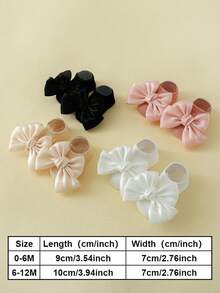 4 أزواج من جوارب الكاحل المزينة بالفيونكة للبنات، جوارب قارب ذات لون أحادي مانعة للانزلاق، مناسبة لجميع المواسم - متعدد الألوان - مشاهدة 2