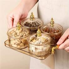 1 Set Vintage Elegant Snack Plate Set For Home - Tray Amber Round Plate Gourd Top - View 5