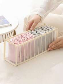 1/3 Pcs Drawer & Divider Underwear Storage Box, Home Wardrobe Storage Organizer Bags For Clothes & Socks, Mesh Fabric Decor For Holiday, Room, Bedroom, Dresses, Pants, Shoes, Jeans, Skirts - Beige - View 15