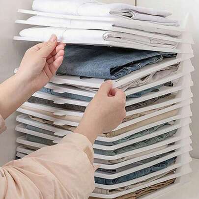 10pcs Clothes Folding Board, Plastic Wardrobe Storage Box, Organizer Rack, Suitable For Wardrobe Organization, Wardrobe Storage, Home & Bathroom Decor