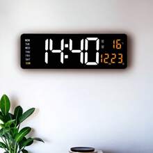 1pc 16-Inch Multi-Function Electronic Wall Clock, Adjustable Color; Remote Control; Countdown/Chronograph; Displays Time, Date, Temperature, Day Of Week; Dual-Color Day Display For Better Clarity Gifts Birthday Graduation School Decor School Surprise Dormitory Decor Back To School