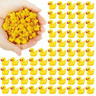 Pack Of 100pcs Mini Ducks Resin Yellow Small Ducks And Figures Miniature Ducks For Decoration Miniature Garden Landscape Gardens, Bonsai, Hidden Game, Fish Tanks And Aquariums