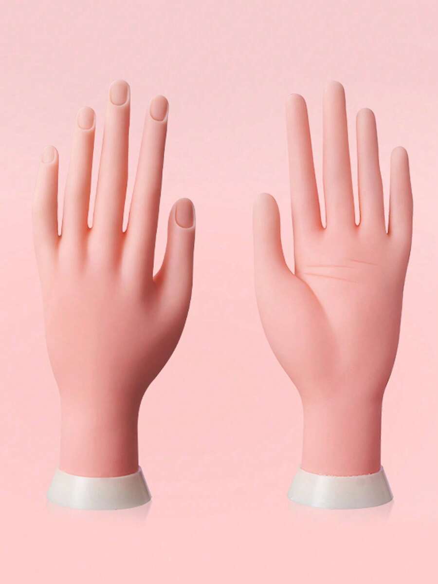 Right Hand Flexible Fingers Nail Art Practice Model, Fake Hand Display Model For Nail Art Creation, Left Hand Nail Art Tool - Multicolor - View 1
