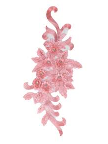 1 Pc Elegant Floral Lace Applique, Pre-Cut Polyester Embroidered Patch In Multiple Colors, Suitable For DIY Wedding Dress And Handcraft Decorations - Multicolor - View 7