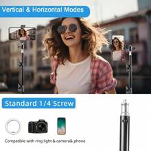 43.3 Inch Tall Selfie Tripod Stand, Suitable For Selfie, Live Streaming And Group Shots Compatible With IPhone, Android Phone, Gift For Birthday, Family, Friends Phone Holder, Phone Stand, Phone Accessories